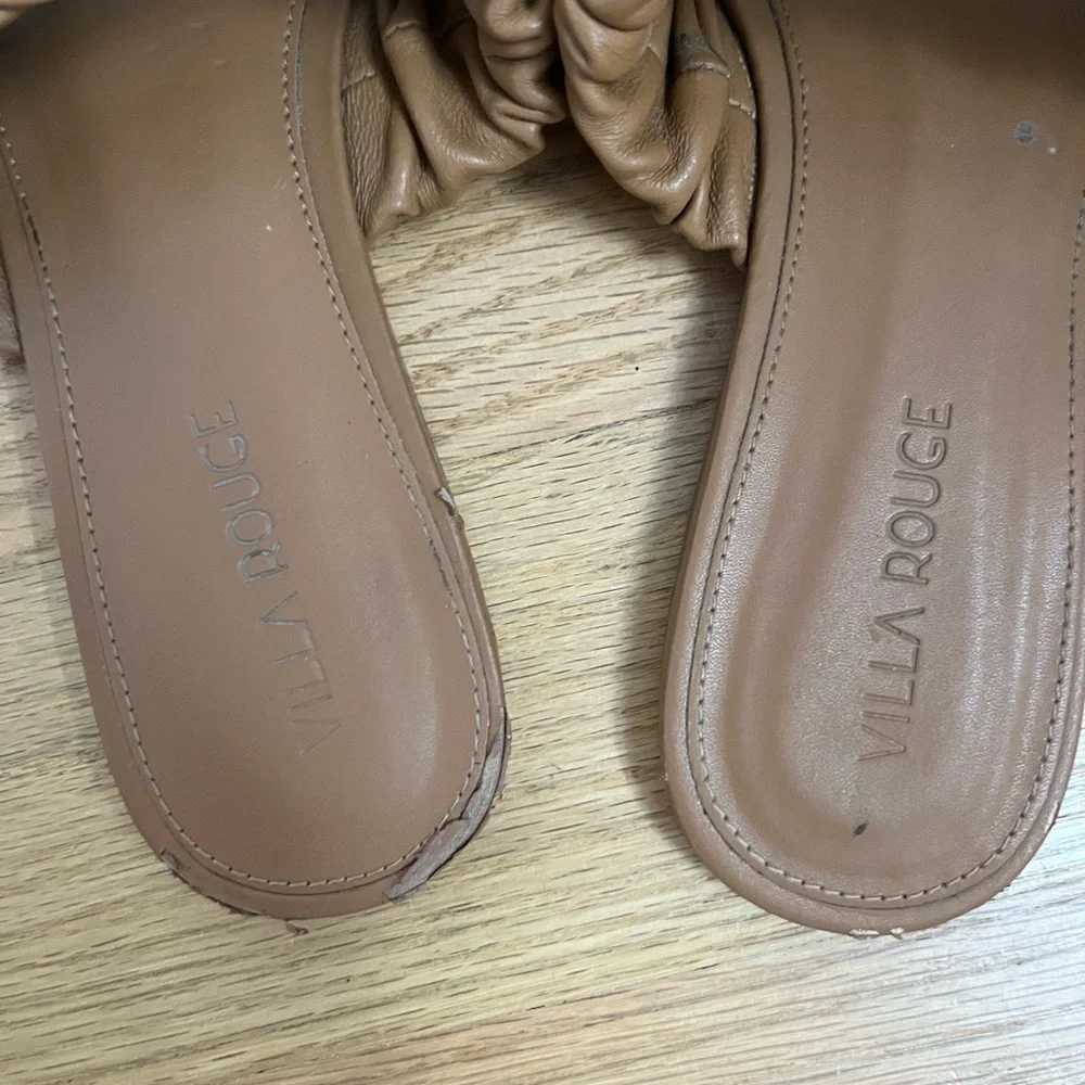 Villa Rouge Women's Brown Ruffled Slide Sandals - Picture 3 of 4